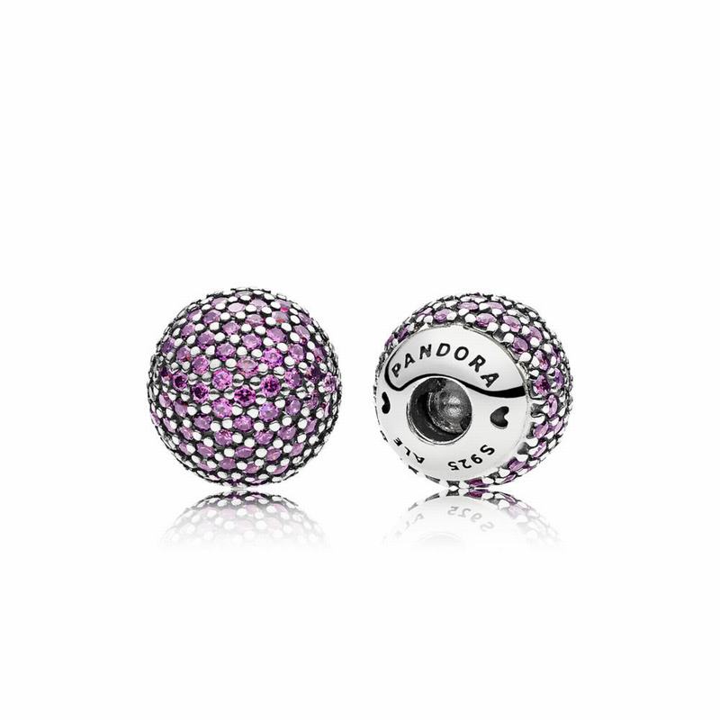 Pandora Pavé Open Bangle Caps Ireland - Sterling Silver/Purple/Cubic Zirconia - 562147MUC